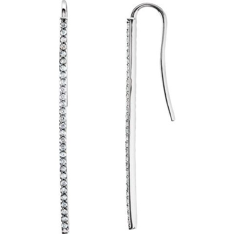 14k White Gold 1/4 CTW Diamond Vertical Bar Earrings