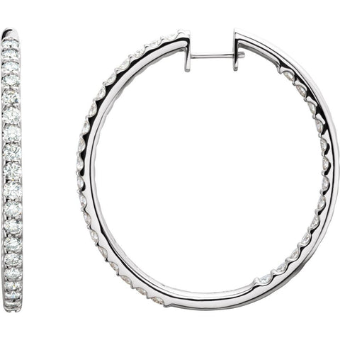 14k White Gold 5 CTW Diamond Hinged Inside-Outside Hoop Earrings
