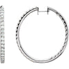 14K White Gold 5 CTW Diamond Hinged Inside/Outside Hoop Earrings