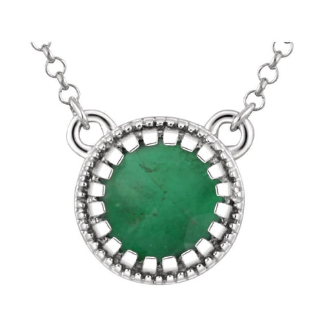 14k White Gold Emerald "May" 18" Birthstone Necklace