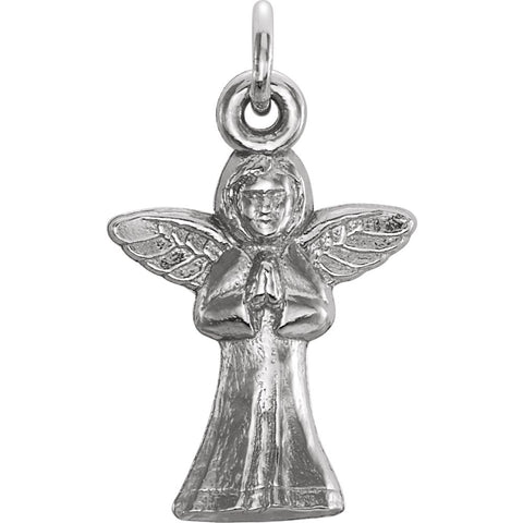 14k White Gold 14x10mm Praying Angel Pendant