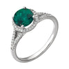 14K White Gold Created Emerald & 1/5 CTW Diamond Ring (Size 6)