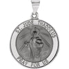 14k White Gold 22mm Hollow Round St. Jude Medal