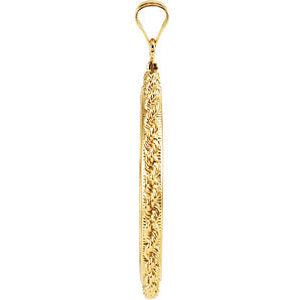 14k Yellow Gold 32.7x2.7mm Screw Top Rope Coin Frame Pendant for 1 Ounce American Eagle or South African Rand (Krugerrand) Coin