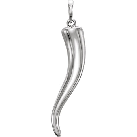 Sterling Silver 31.5mm Italian Horn Pendant