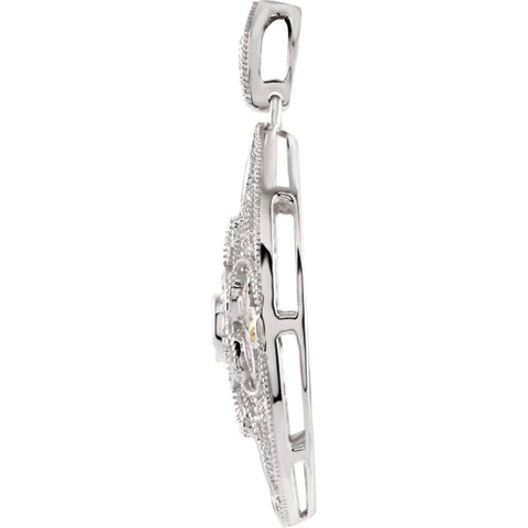 14k White Gold Pink & Yellow Sapphire & 3/8 CTW Diamond Pendant