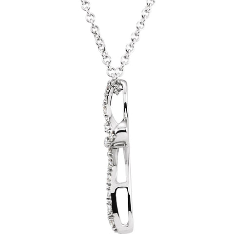 14k White Gold 1/10 CTW Diamond Cross 18" Necklace
