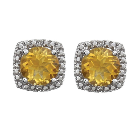 Sterling Silver Citrine & .015 CTW Diamond Earrings