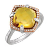 Sterling Silver Rose Gold Plated Citrine & 1/8 ctw. Diamond Ring, Size 6