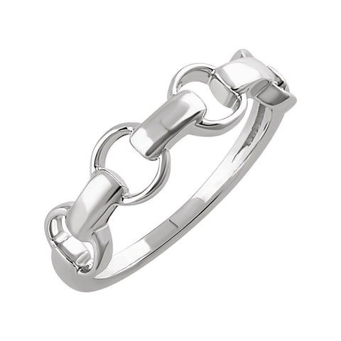 14k White Gold Chain Link Ring , Size 7