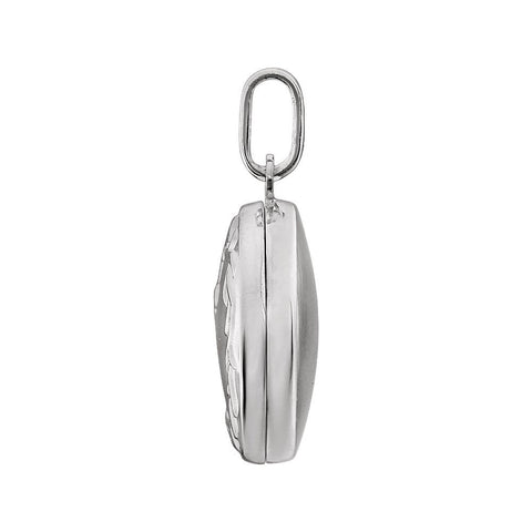 14k White Gold Round Cross Locket