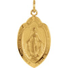 20.00x13.00 mm Badge-shaped Miraculous Medal in 14K Yellow Gold