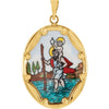 25.00x19.50 mm Porcelain St. Christopher Pendant in 14K Yellow Gold