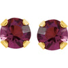 14k Yellow Gold Solitaire "February" Birthstone Piercing Earrings