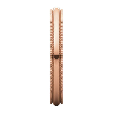 14k Rose Gold 2.5mm Milgrain Band, Size 7.5