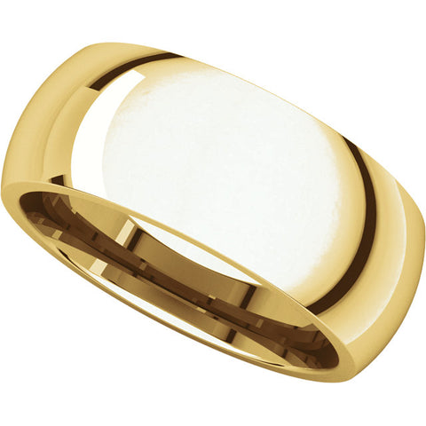 14k Yellow Gold 8mm Comfort Fit Band, Size 6.5