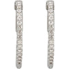14k White Gold 3/4 CTW Diamond Inside/Outside Hoop Earrings