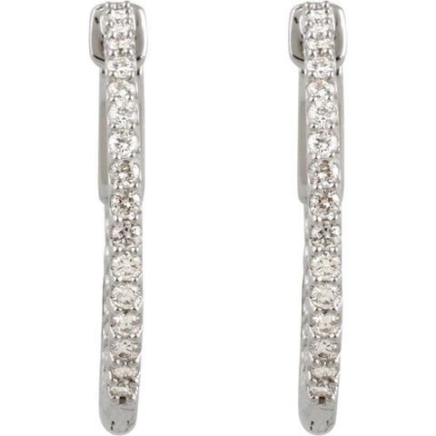 Platinum 1/2 CTW Diamond Inside/Outside Hoop Earrings