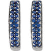 14k White Gold Blue Sapphire Hoop Earrings