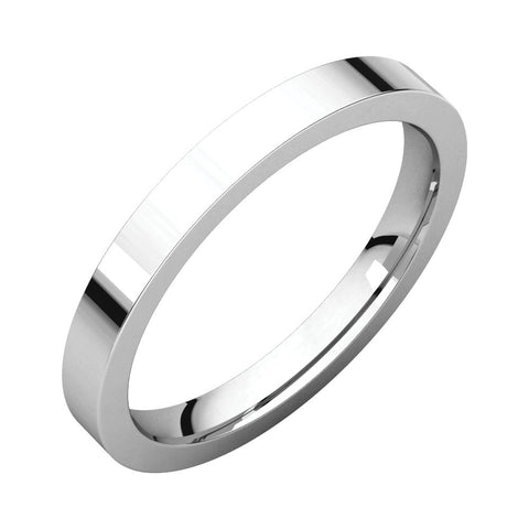 14k White Gold 2.5mm Flat Comfort Fit Band, Size 6.5