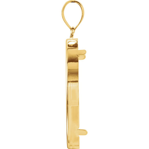 14k Yellow Gold 30x2.7mm Tab Back Coin Frame Pendant for Canadian 1 Ounce Maple Leaf