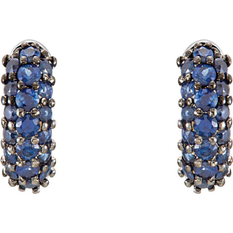 14k White Gold Blue Sapphire Earrings