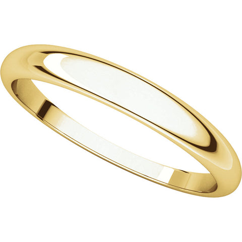 14k Yellow Gold 3mm Half Round Tapered Band, Size 6.5