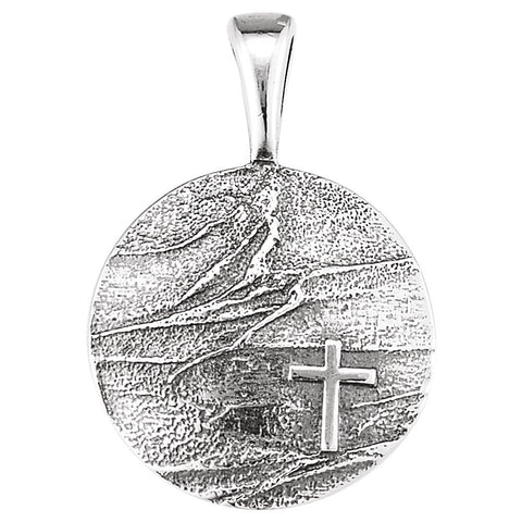 Sterling Silver 27.6x19.1mm Heart print Storm Pendant