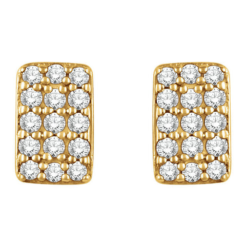 14k Yellow Gold 1/5 CTW Diamond Rectangle Cluster Earrings