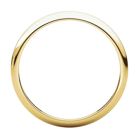 14k Yellow Gold 2.5mm Half Round Tapered Band, Size 6
