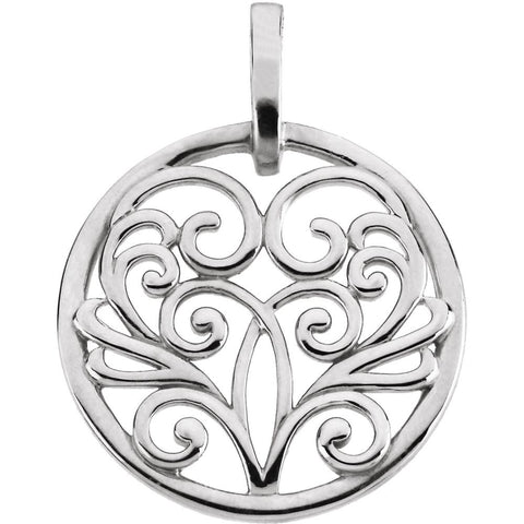 14k White Gold Circular Filigree Pendant