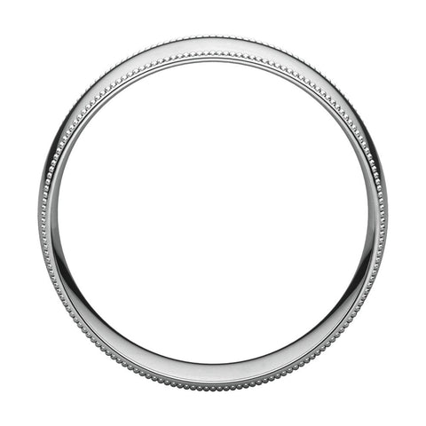 14k White Gold 7mm Light Comfort Fit Milgrain Band , Size 7.5