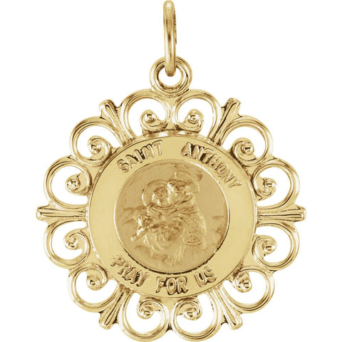 14k Yellow Gold 18.5mm St. Anthony Medal