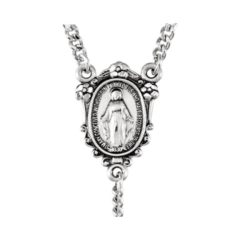 Sterling Silver Round Fluted Rosary