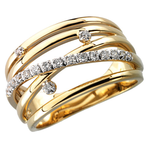 14k Yellow Gold 1/6 CTW Diamond Ring, Size 7