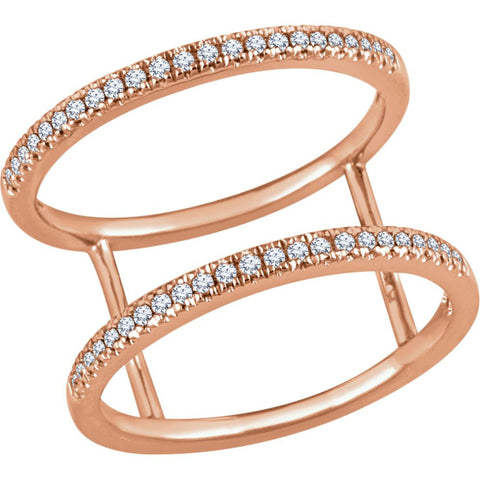 14k Rose Gold 1/5 CTW Diamond Freeform Ring, Size 7