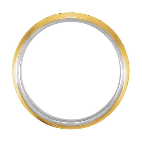 14K Yellow & White 7mm Laser Pierced Comfort Fit Band Size 8.5