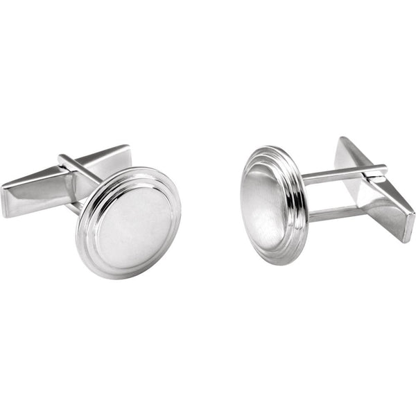 Sterling Silver Posh Mommy® Engravable Round Cuff Links