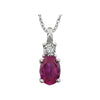 14K White Gold Created Ruby & 0.02 CTW 18-Inch Necklace