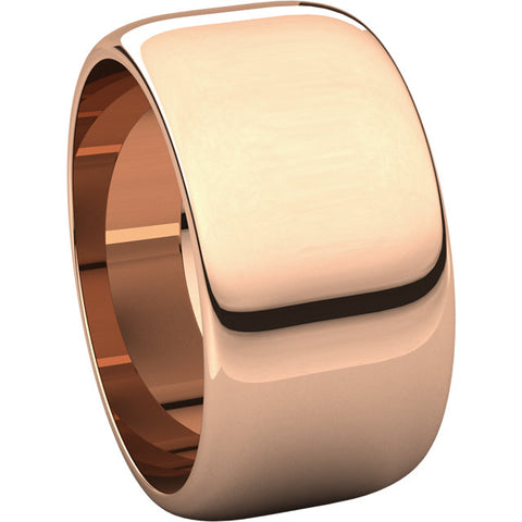 14k Rose Gold 10mm Half Round Band, Size 7