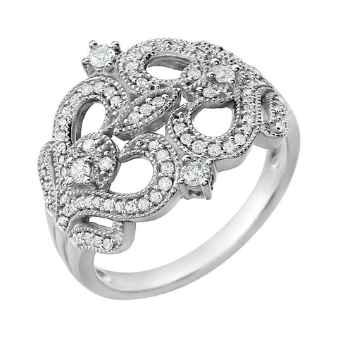 14k White Gold 3/8 CTW Diamond Ring, Size 7