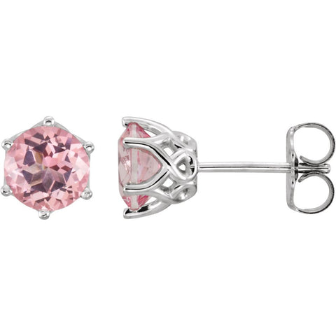 14k White Gold Baby Pink Topaz Earrings