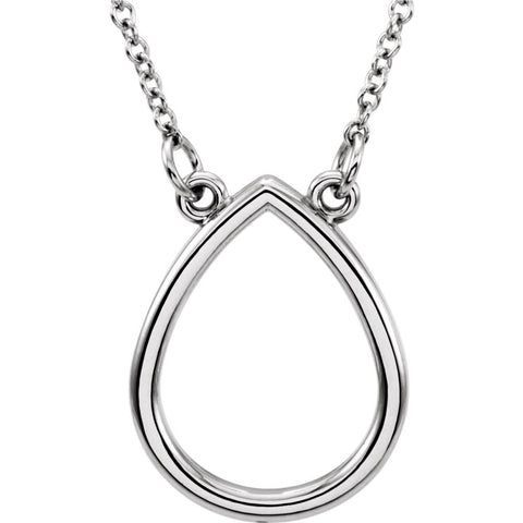 14k White Gold Teardrop 16" Necklace