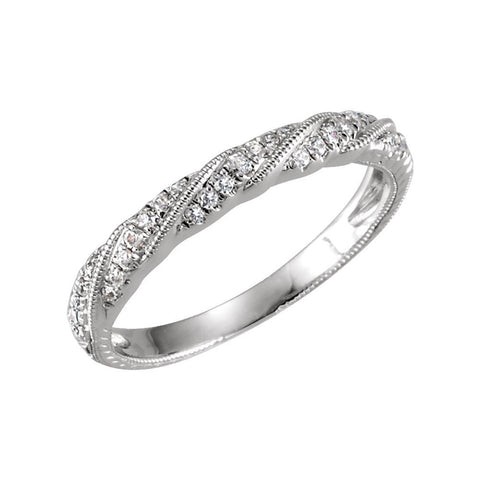 14k White Gold 1/6 CTW Diamond Twist Anniversary Band, Size 6