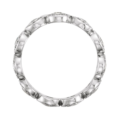 14k White Gold 7/8 CTW Diamond Halo-Style Eternity Band Size 7