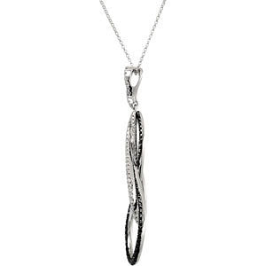 14k White Gold 1 3/8 CTW Black & White Diamond Necklace
