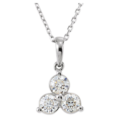 14k White Gold 5/8 CTW Diamond Three-Stone Necklace