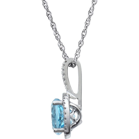 Sterling Silver 7mm Sky Blue Topaz & .015 CTW Diamond 18" Necklace