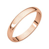 14k Rose Gold 3mm Half Round Light Band, Size 7.5
