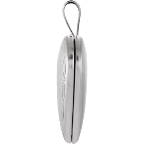 Sterling Silver 16.25x15.75mm Cross & Dove Heart Locket